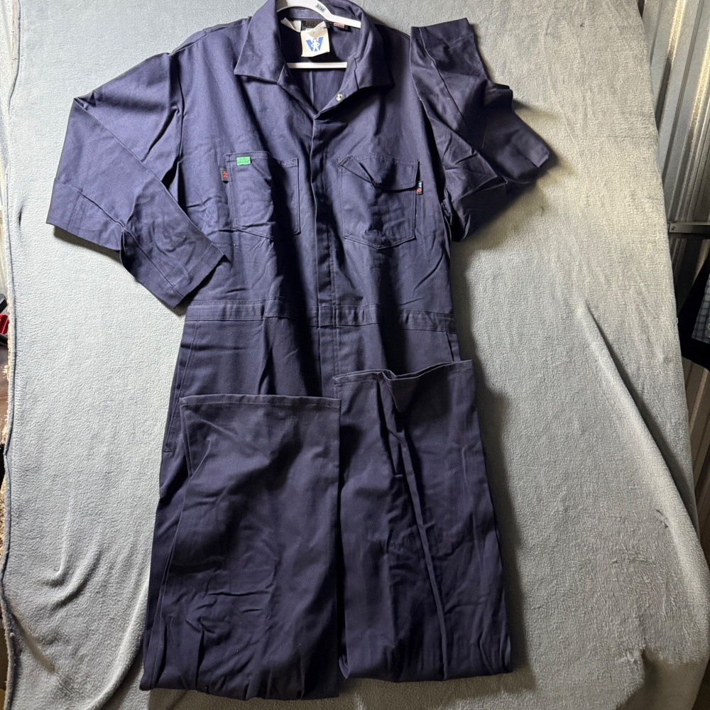 Workrite Guardian FR Coveralls Navy Blue 52R Made in USA 156ULT70NB ATPV 8.2